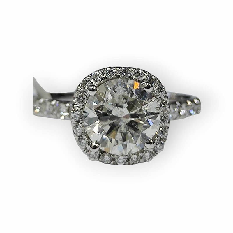 14KW 2.25ctw Diamond Halo Ring - Old Northeast Jewelers